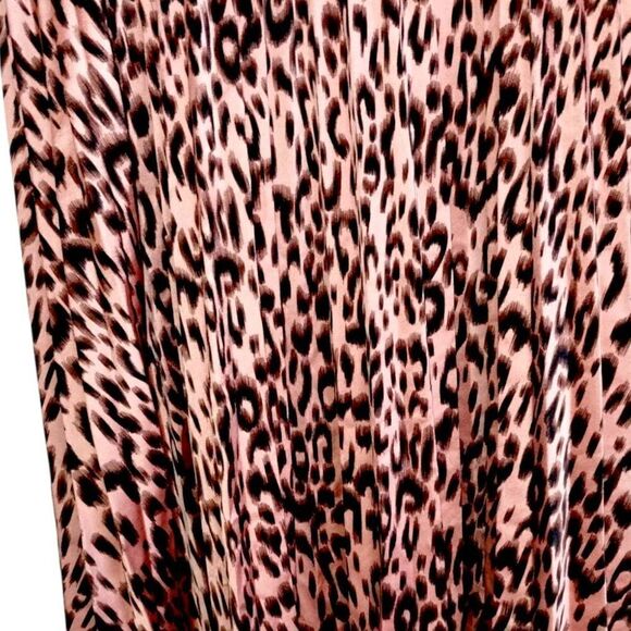Peyton Jenson Women's Pleated Skirt Midi Animal Print Peach Brown Elastic Waist‎ - Picture 5 of 8